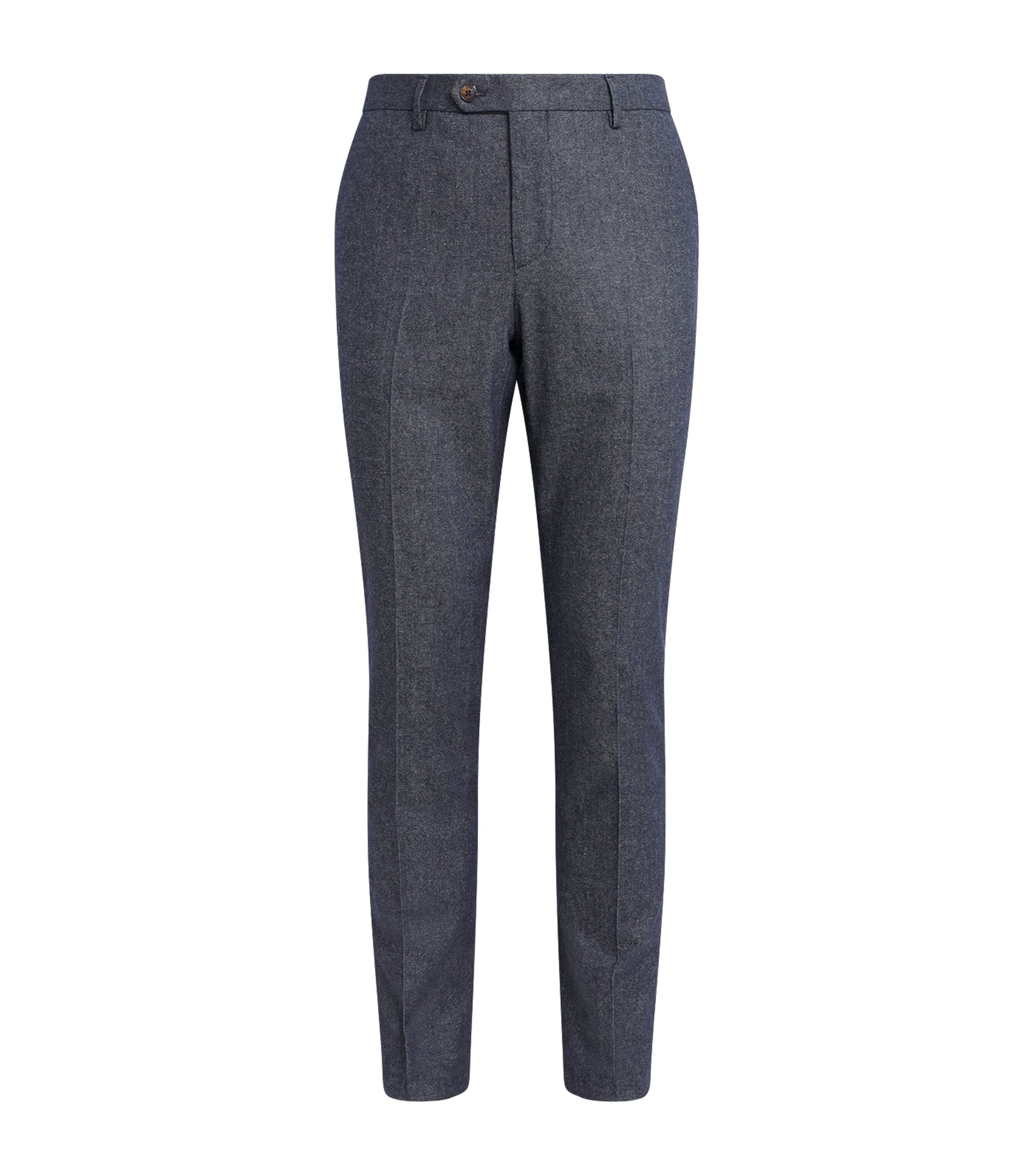 Cotton-Blend Flat Front Trousers