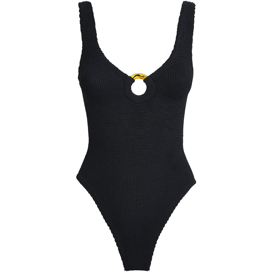 Black Celine Plunge Swimsuit