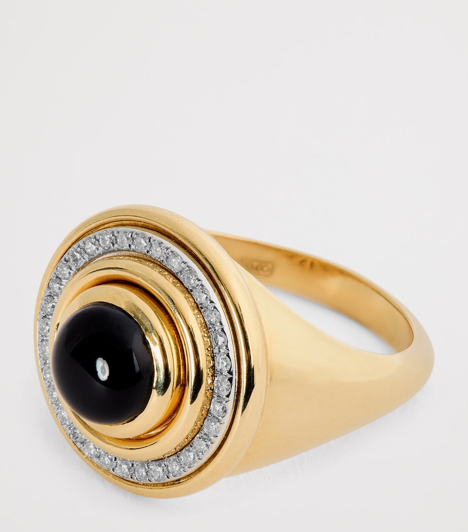 Yellow Gold and Diamond Lot N*91 Mimette Signet Pinky Ring