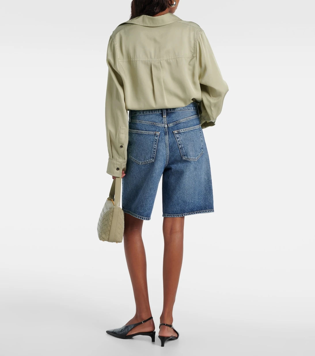 Agolde - Risha low-rise denim Bermuda shorts
