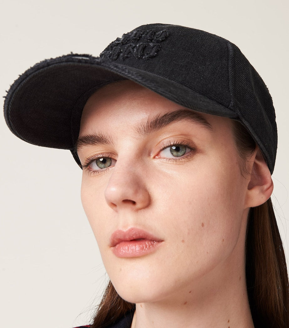 Black Denim Logo Baseball Cap