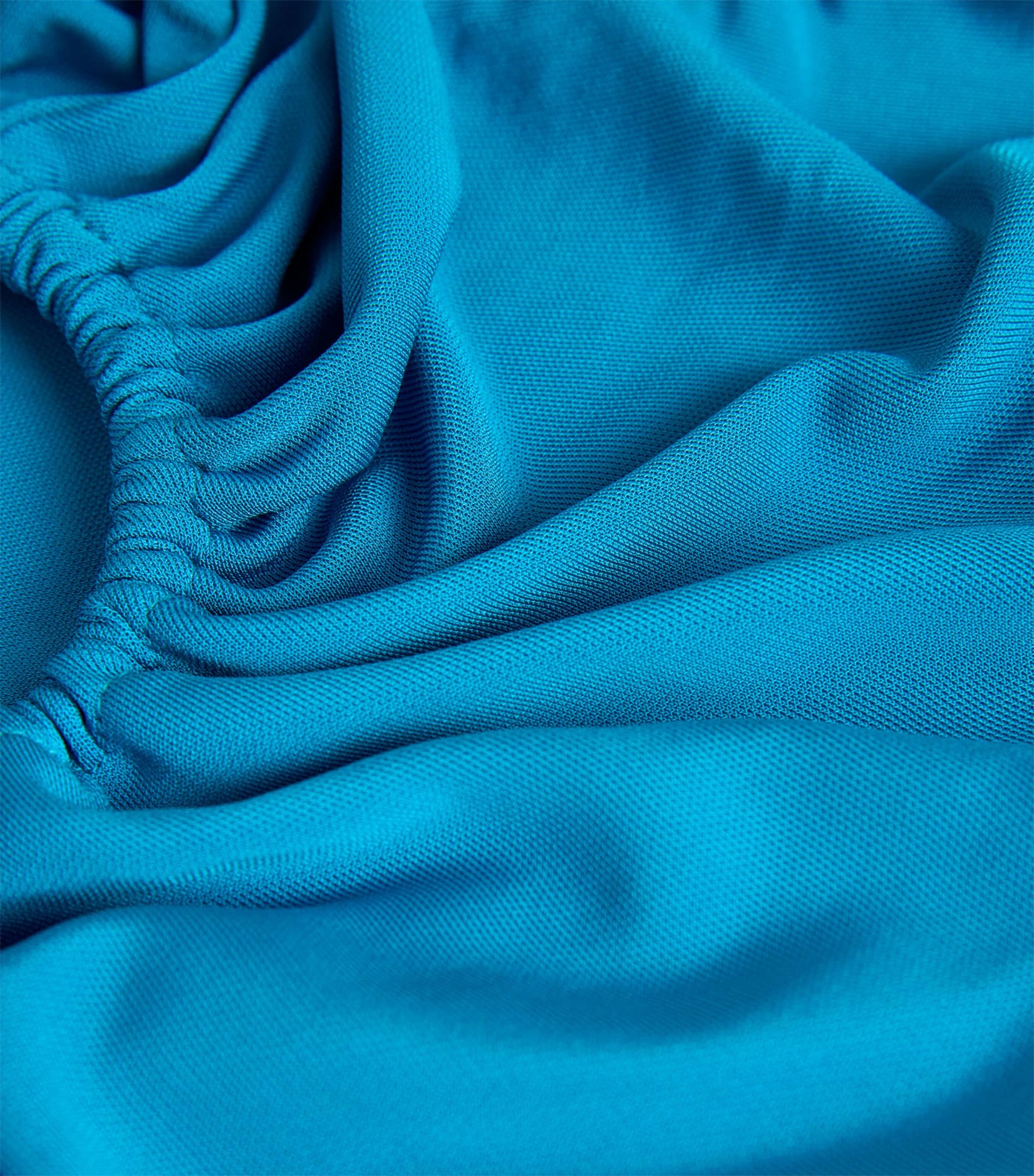 Blue Ruched Cut-Out Wave Top