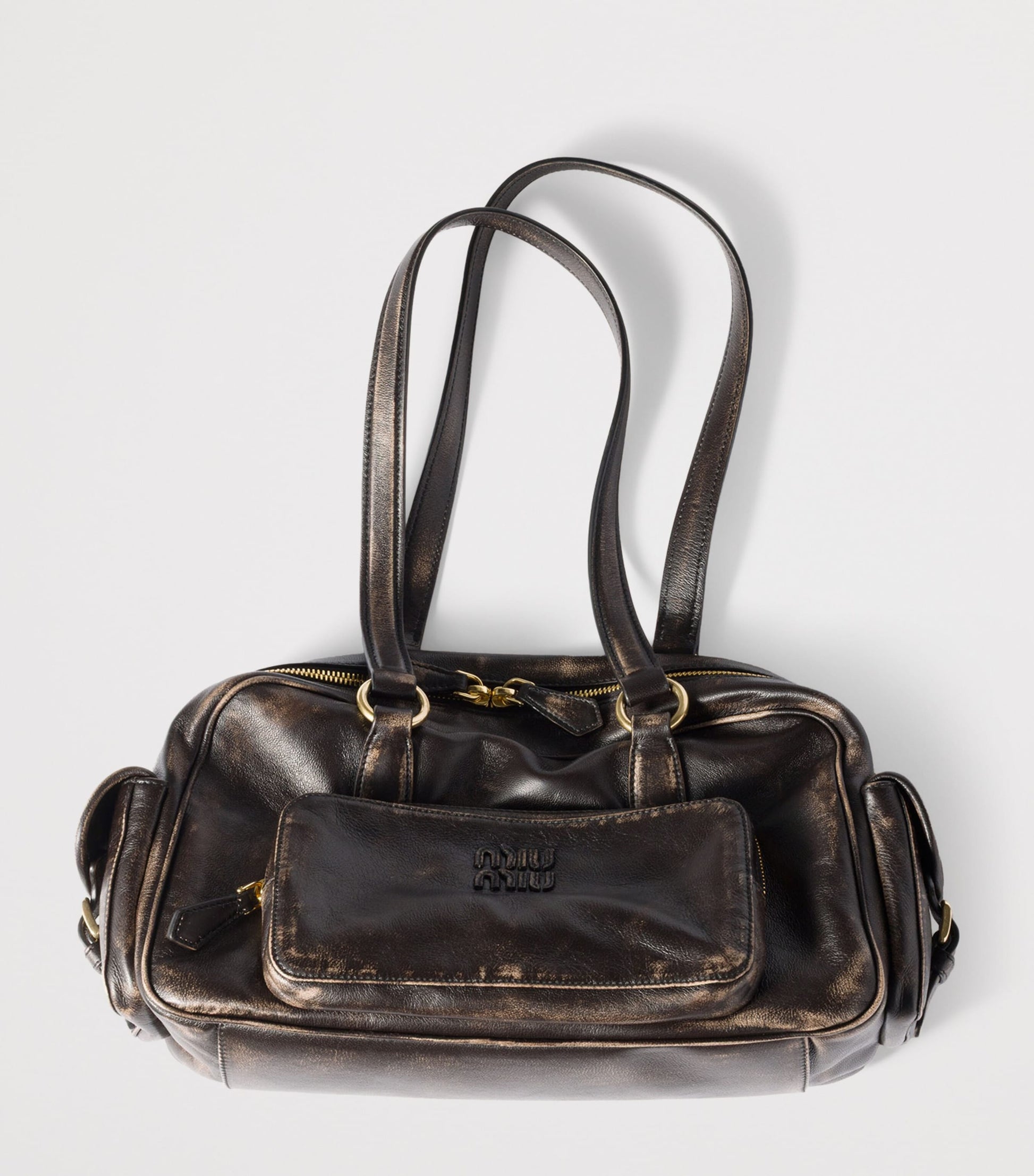 Nappa Leather Pocket Top-Handle Bag