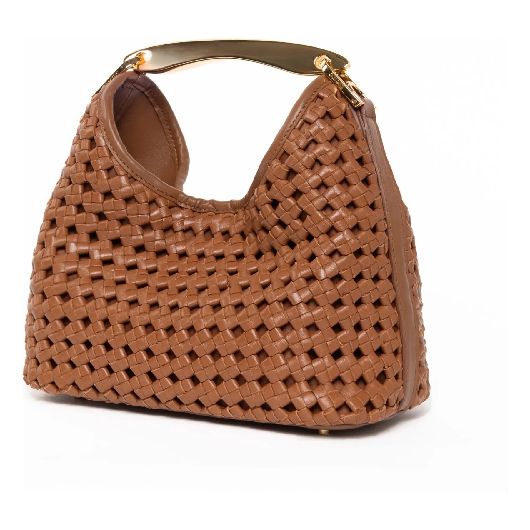 Elleme - Small Boomerang Braided Leather Bag | Cognac