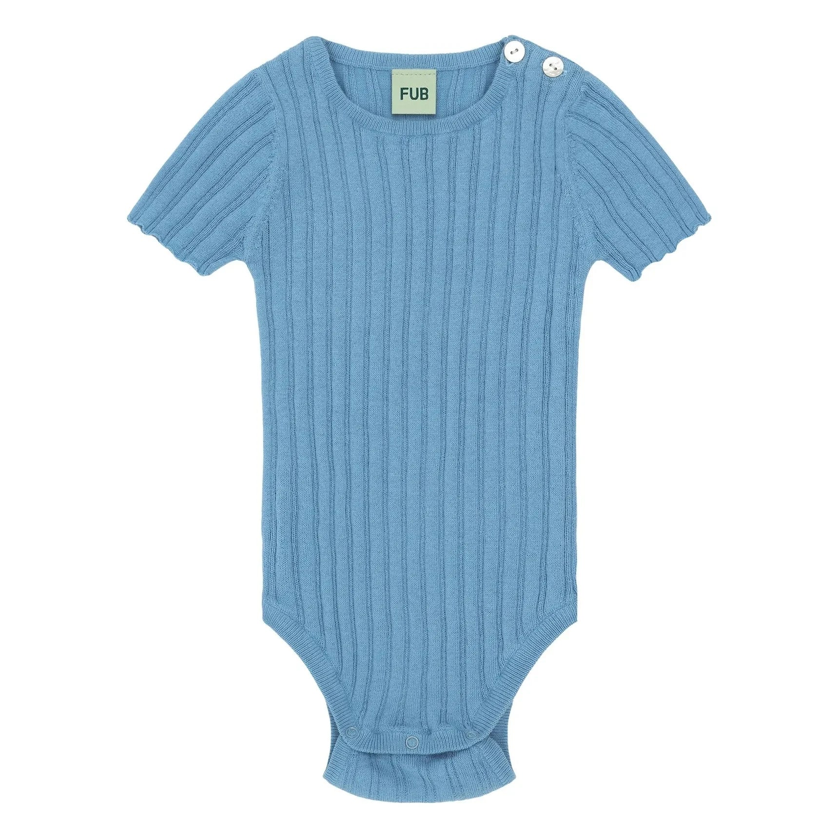 FUB - Organic Cotton Fine Knit Ribbed Bodysuit | Azure blue