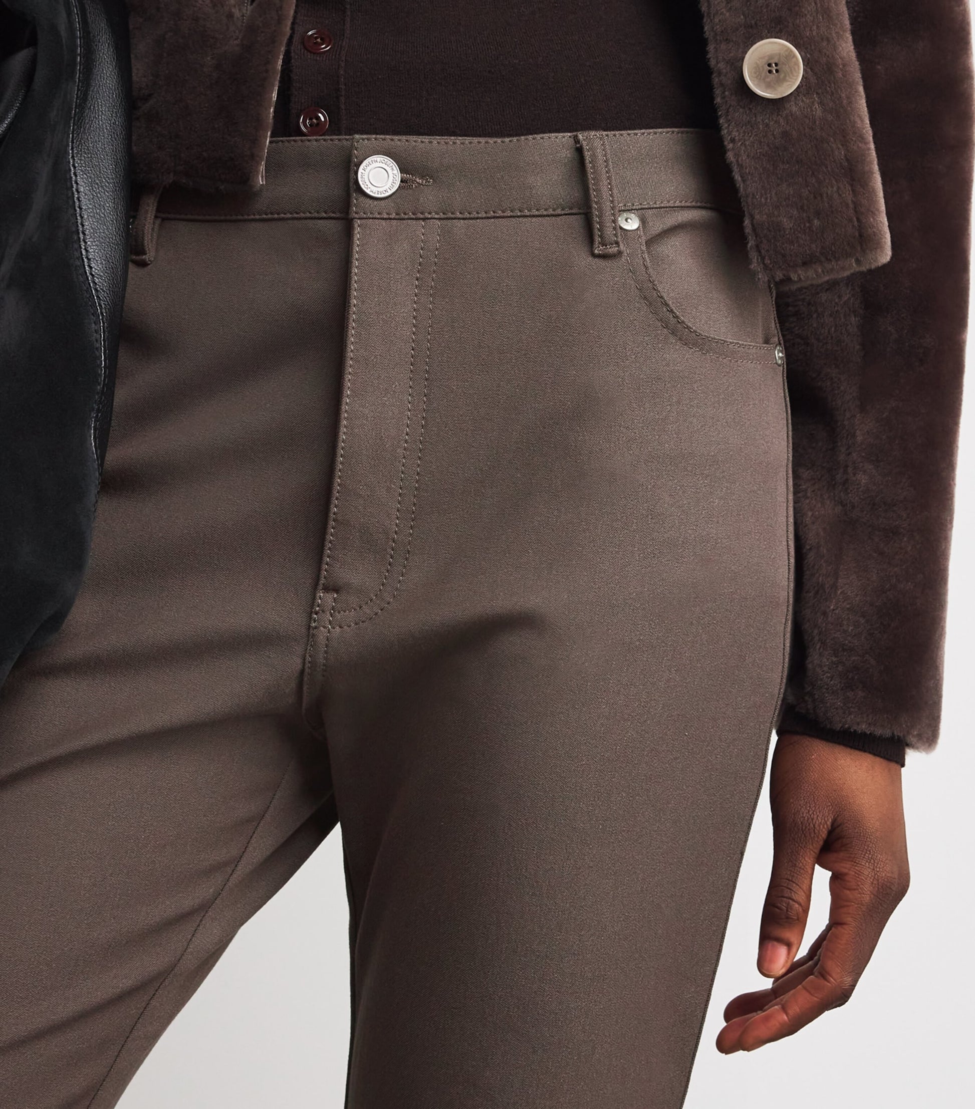 Joseph Brown Leather Coleman Trousers