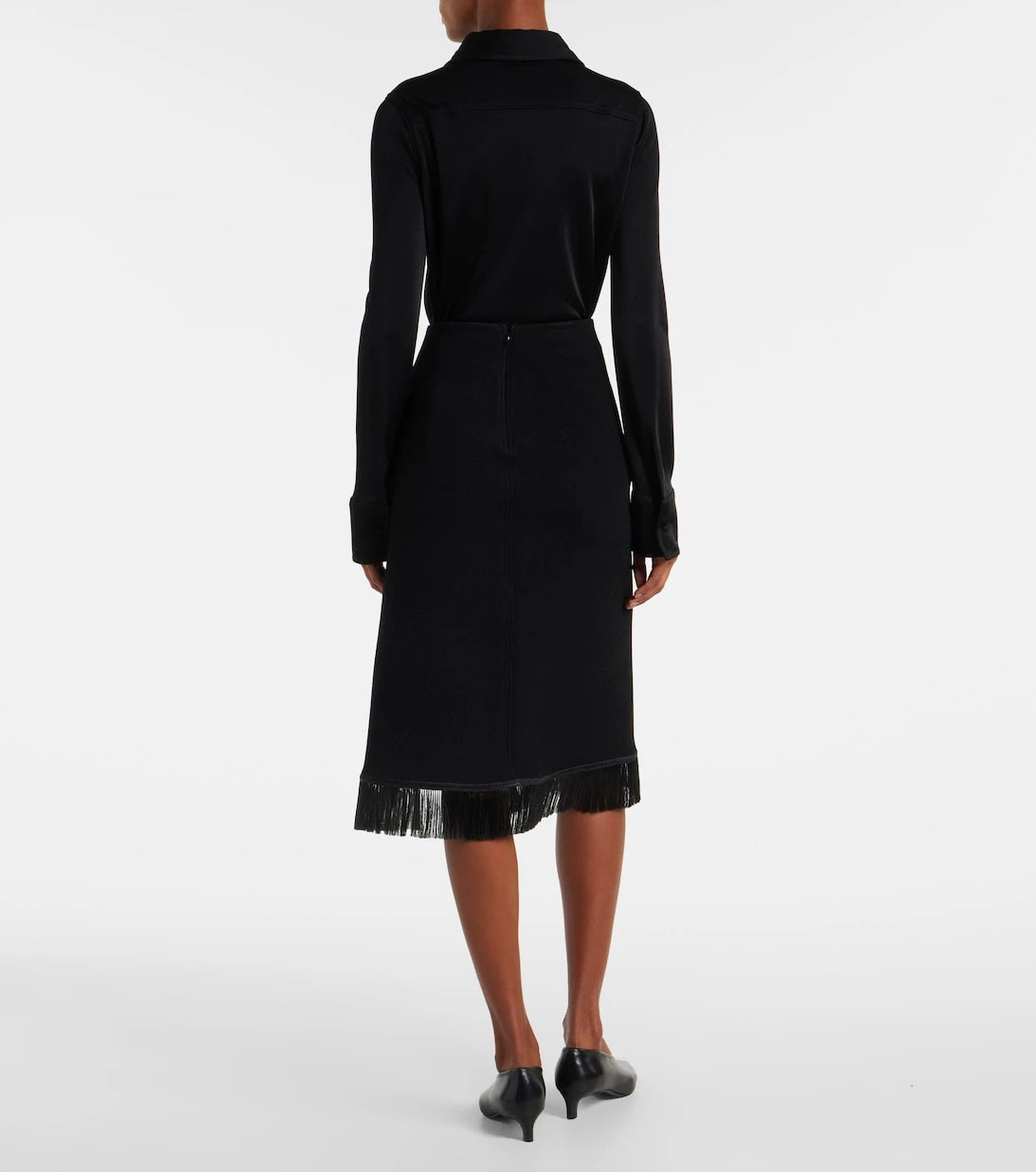 Jil Sander - تنورة متوسطة الطول بشراشيب