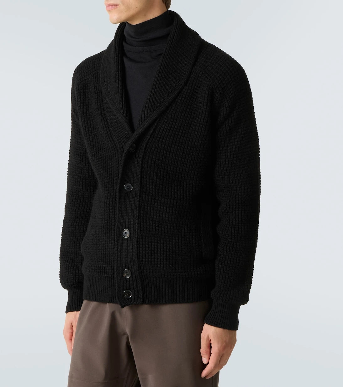 Zegna - كارديغان من مزيج الكشمير بنمط الوافل
