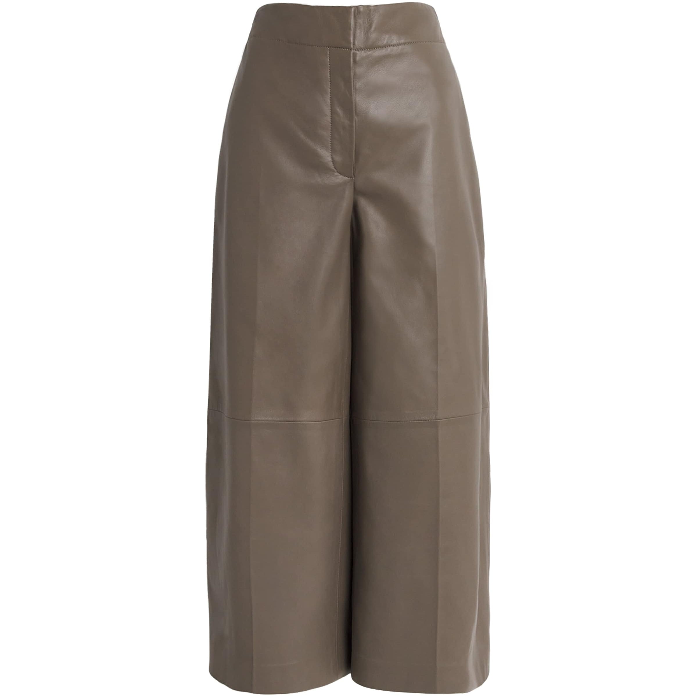 Nappa Leather Thurlow Wide-Leg Trousers MUSHROOM