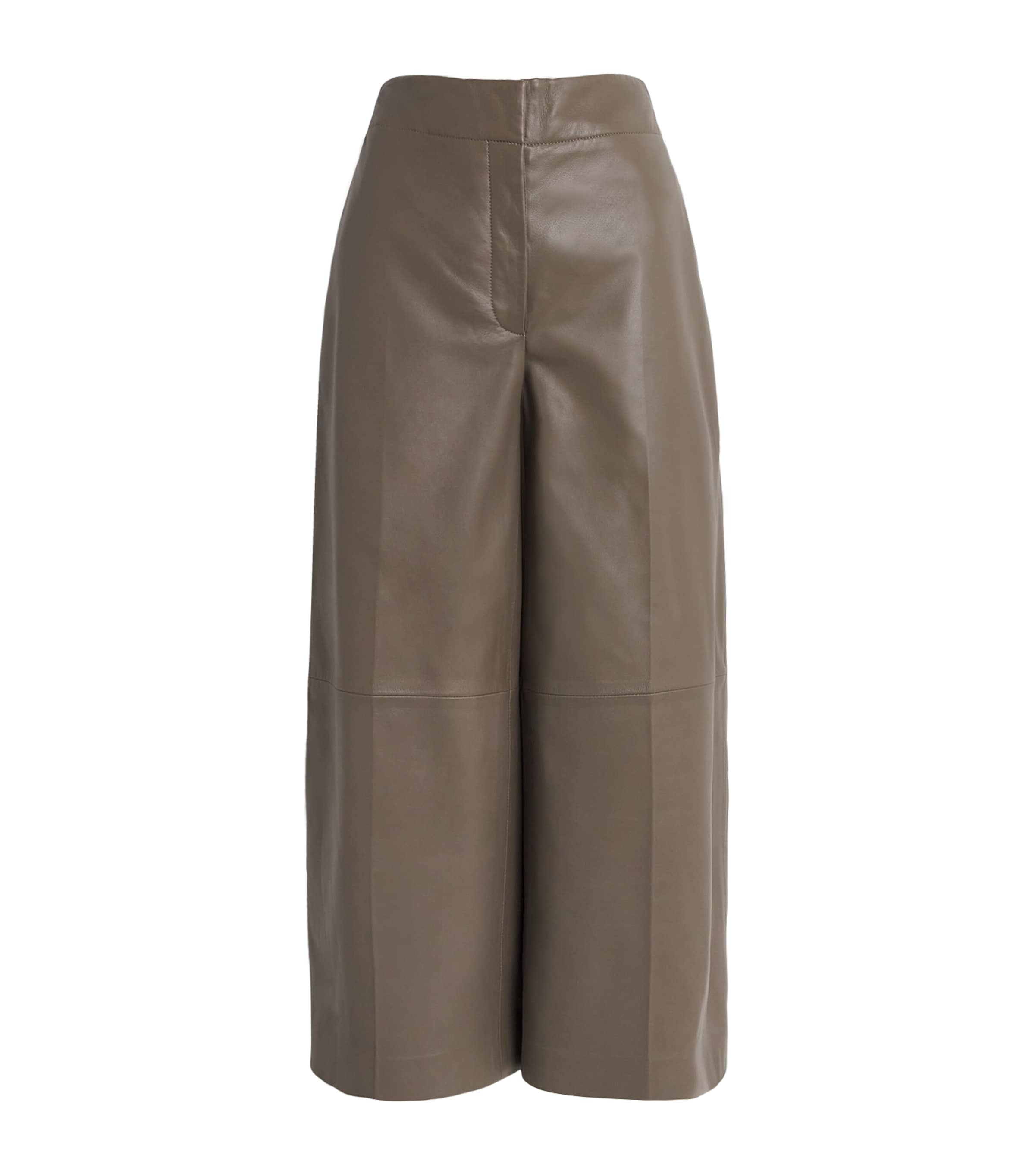 Nappa Leather Thurlow Wide-Leg Trousers MUSHROOM