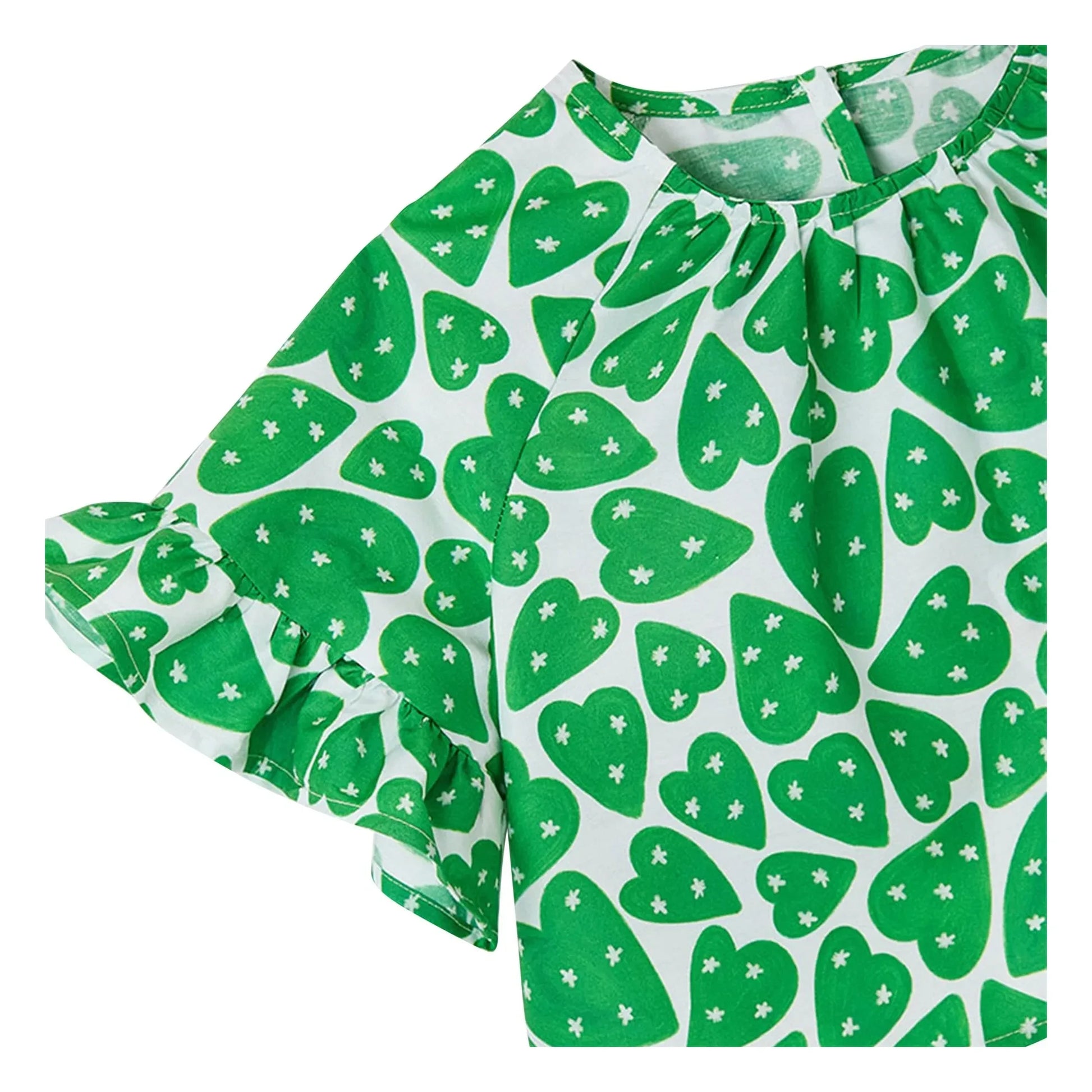 Fabula - Blouse Crop Cœurs | Green