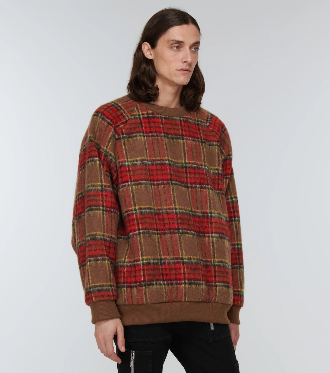 Undercover - Checked wool-blend flannel sweater