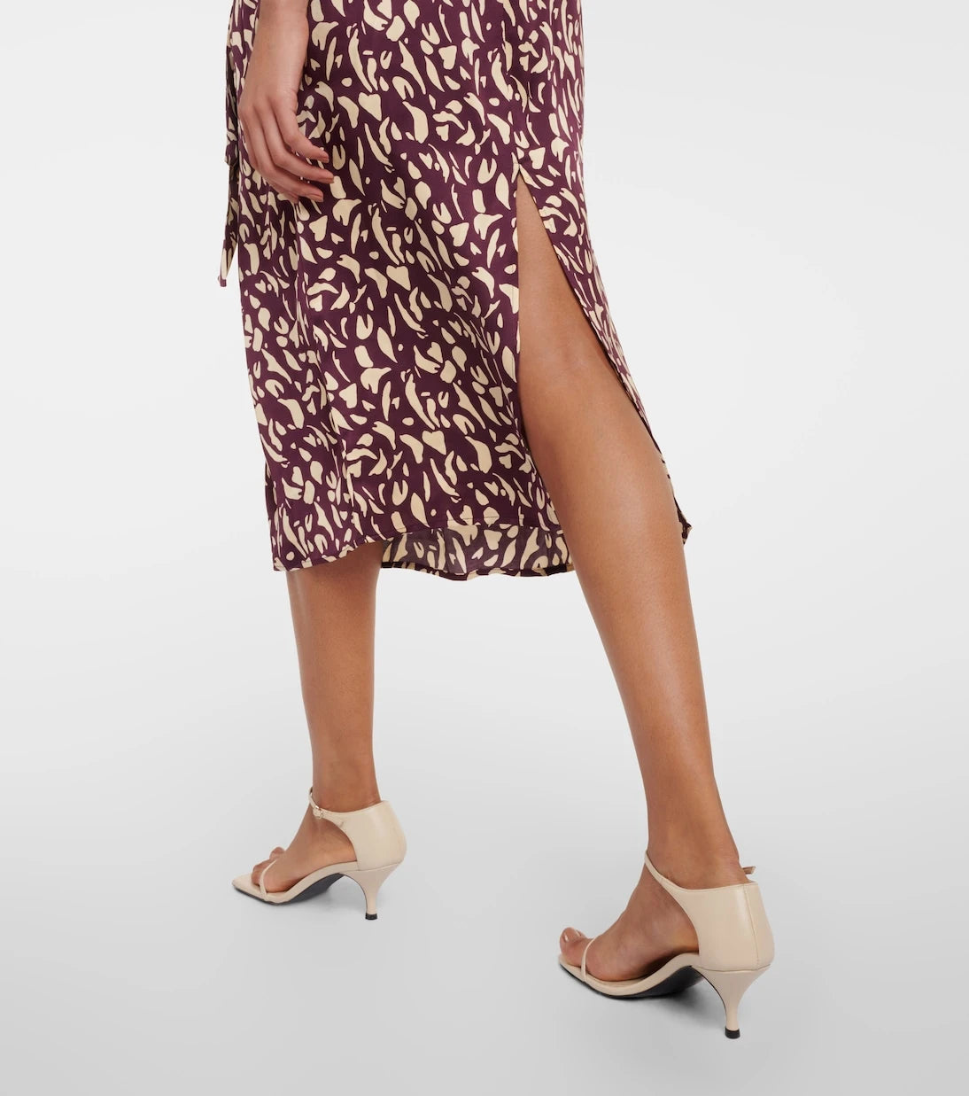 Velvet - Juno printed satin midi skirt