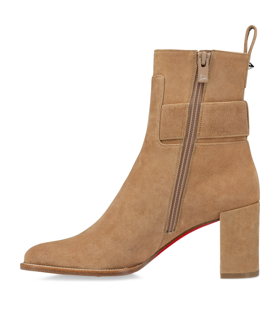 Christian Louboutin Red Booty Lock Suede Boots 70