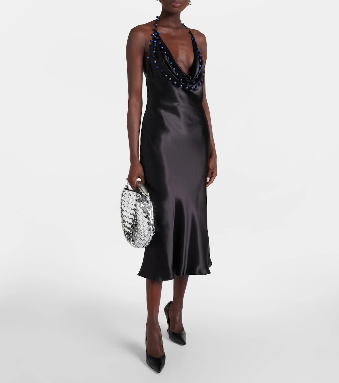 بوتيقا فينيتا - فستان ميدي ستان مطرز بالخرز