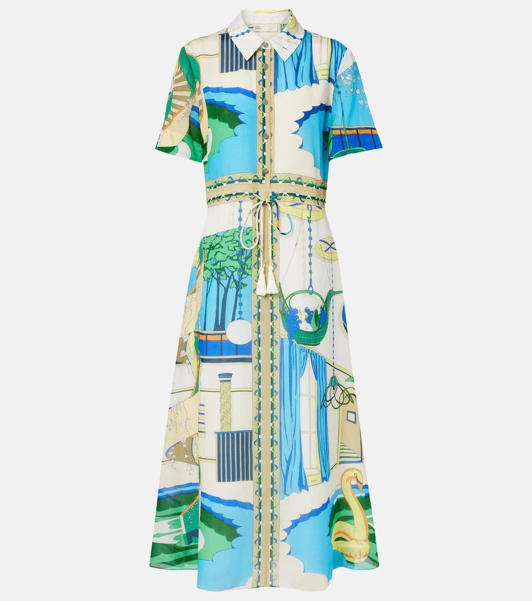 Tory Burch - Printed silk and cotton shirt dress