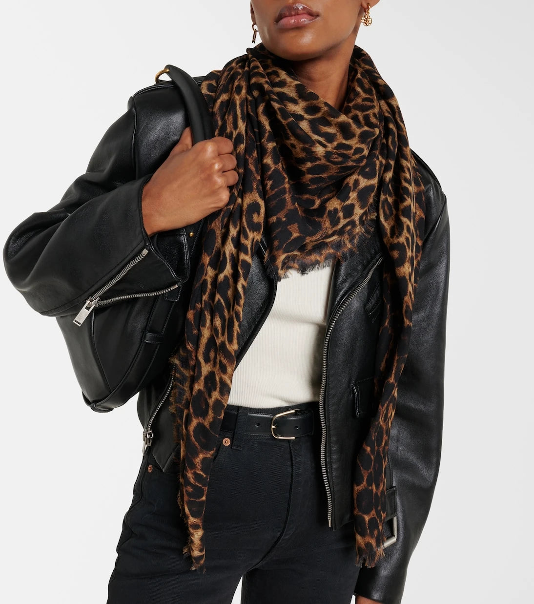 Saint Laurent - Leopard-print wool scarf