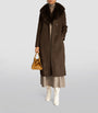 Yves Salomon Orange Wool-Cashmere Fur-Trim Coat