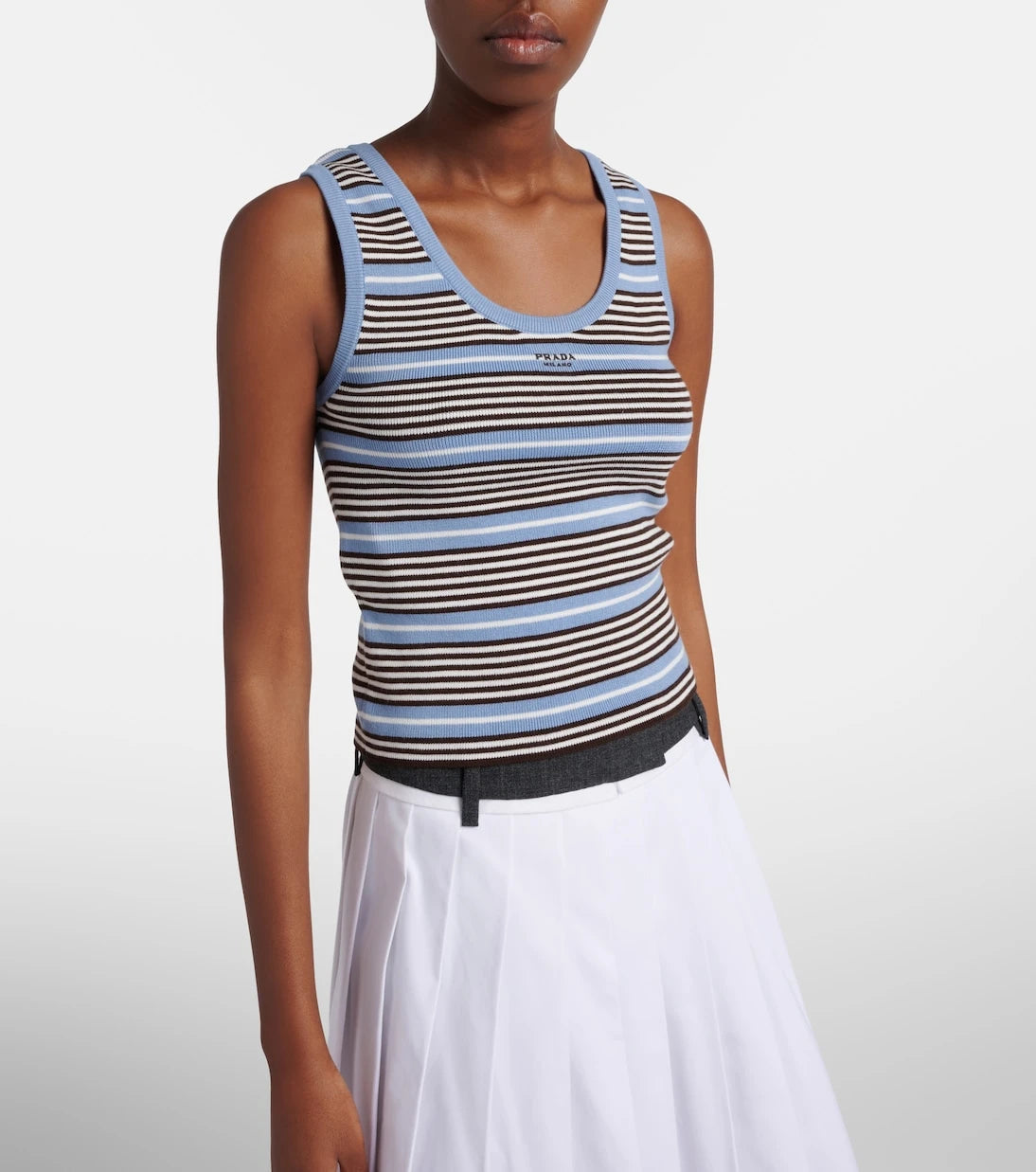 Prada - Striped cotton-blend tank top