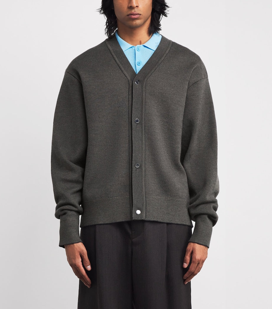 Beige Merino-Blend Doppio Cardigan