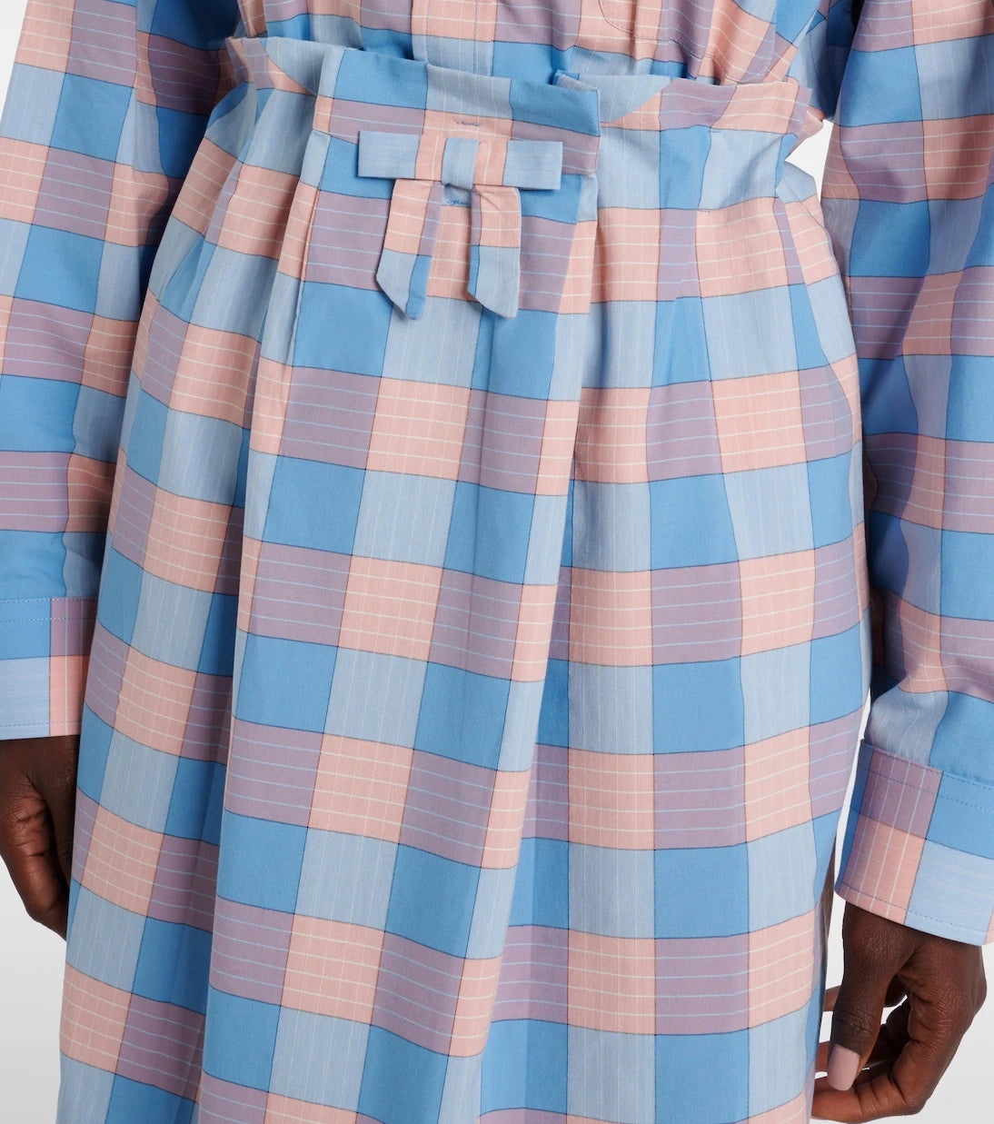 Prada - Checked cotton poplin midi skirt