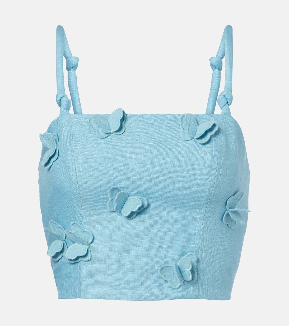 Farm Rio - Patch-appliqué linen crop top