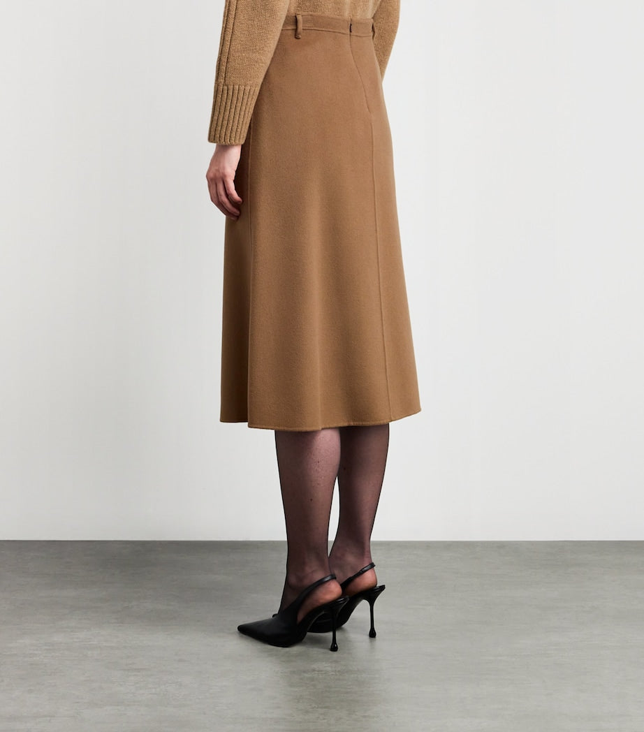 Max Mara Beige Virgin Wool Midi Skirt