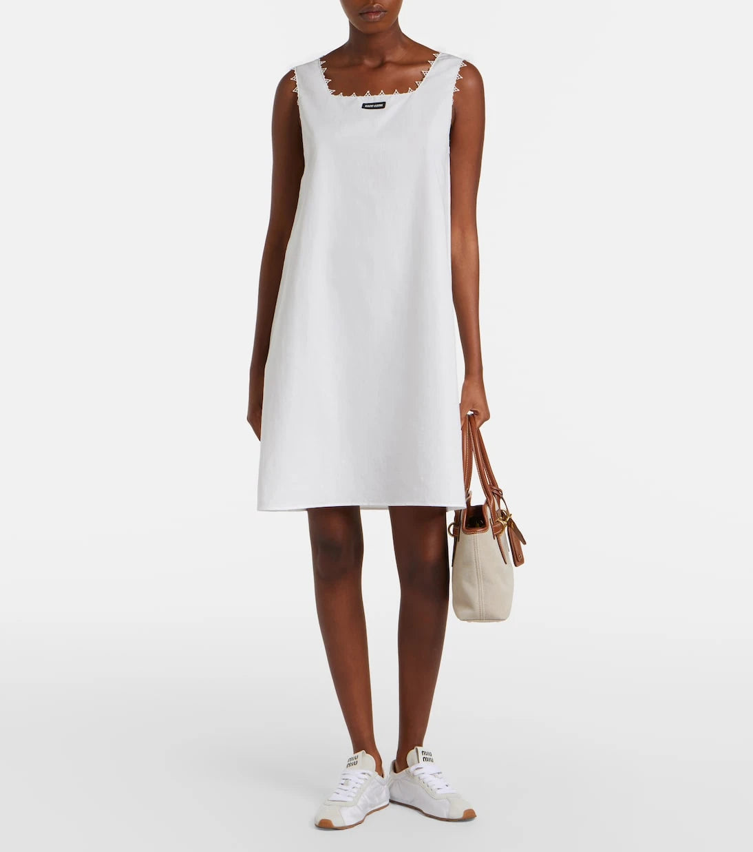 Miu Miu - Embroidered cotton and linen minidress