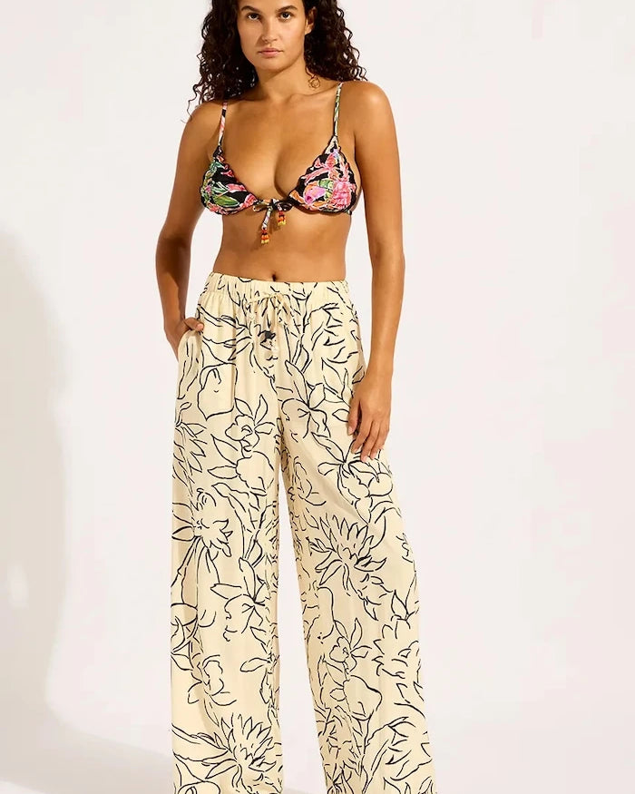 Seafolly Kadın Geniş Paça Viskon Büzgülü Pantolon