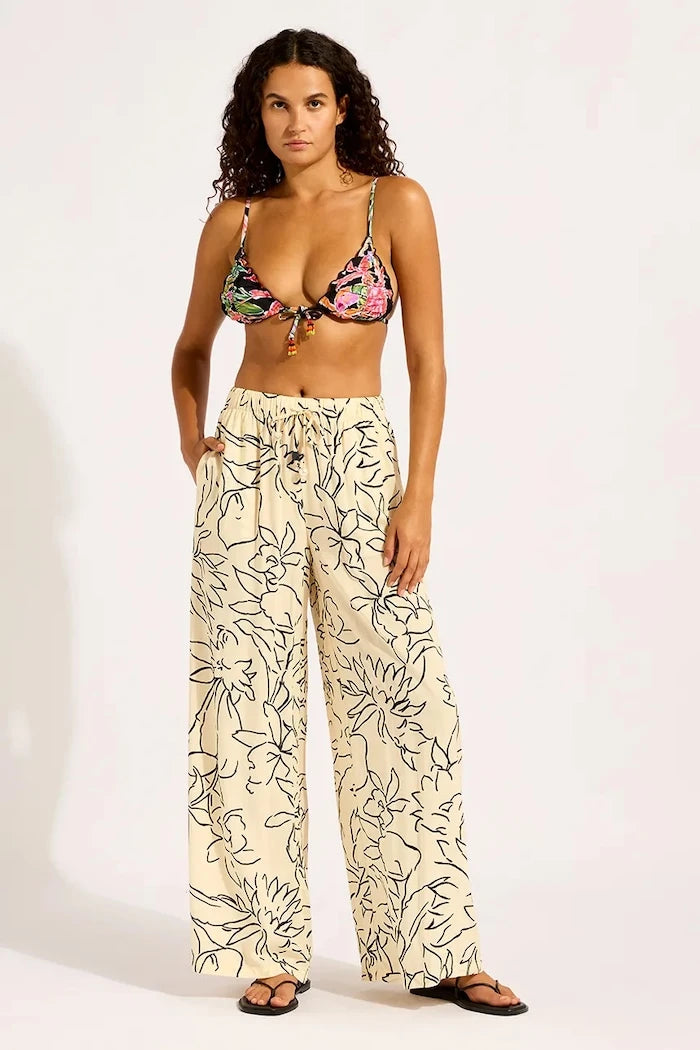 Seafolly Kadın Geniş Paça Viskon Büzgülü Pantolon