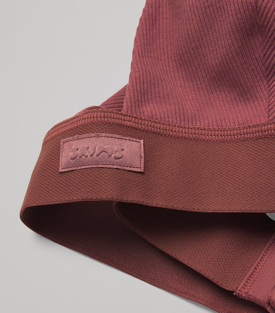 Stretch-Cotton Ribbed Plunge Bralette REDWOOD