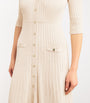 Neutral Sequinned Ribbed Midi Dress