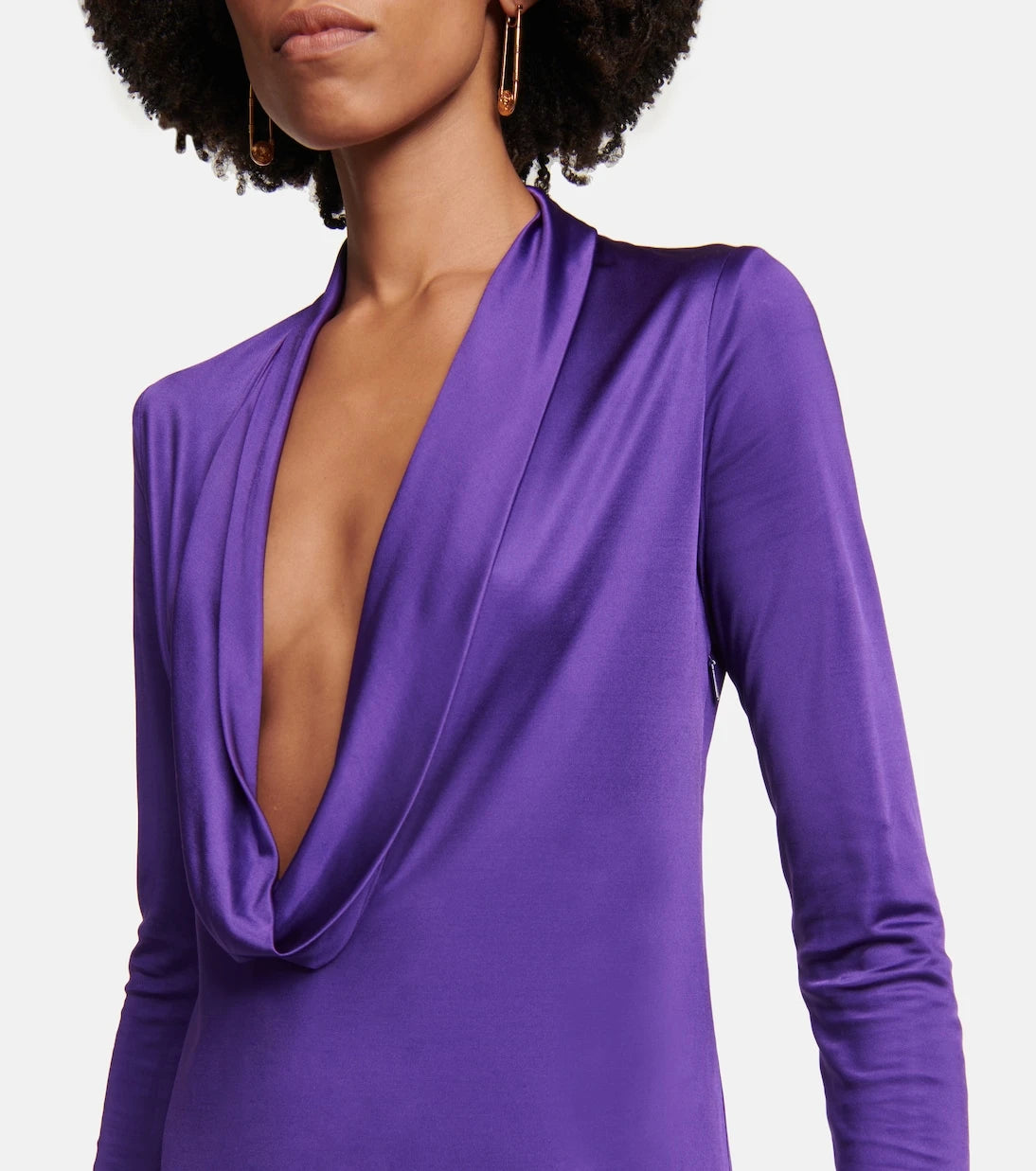 Versace - Cowl-neck draped satin gown