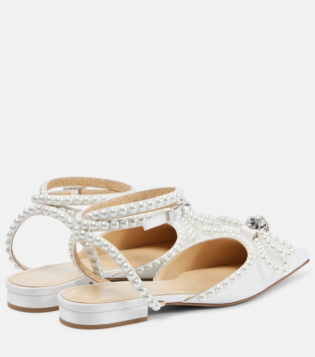 Mach & Mach - Double Bow embellished satin ballet flats