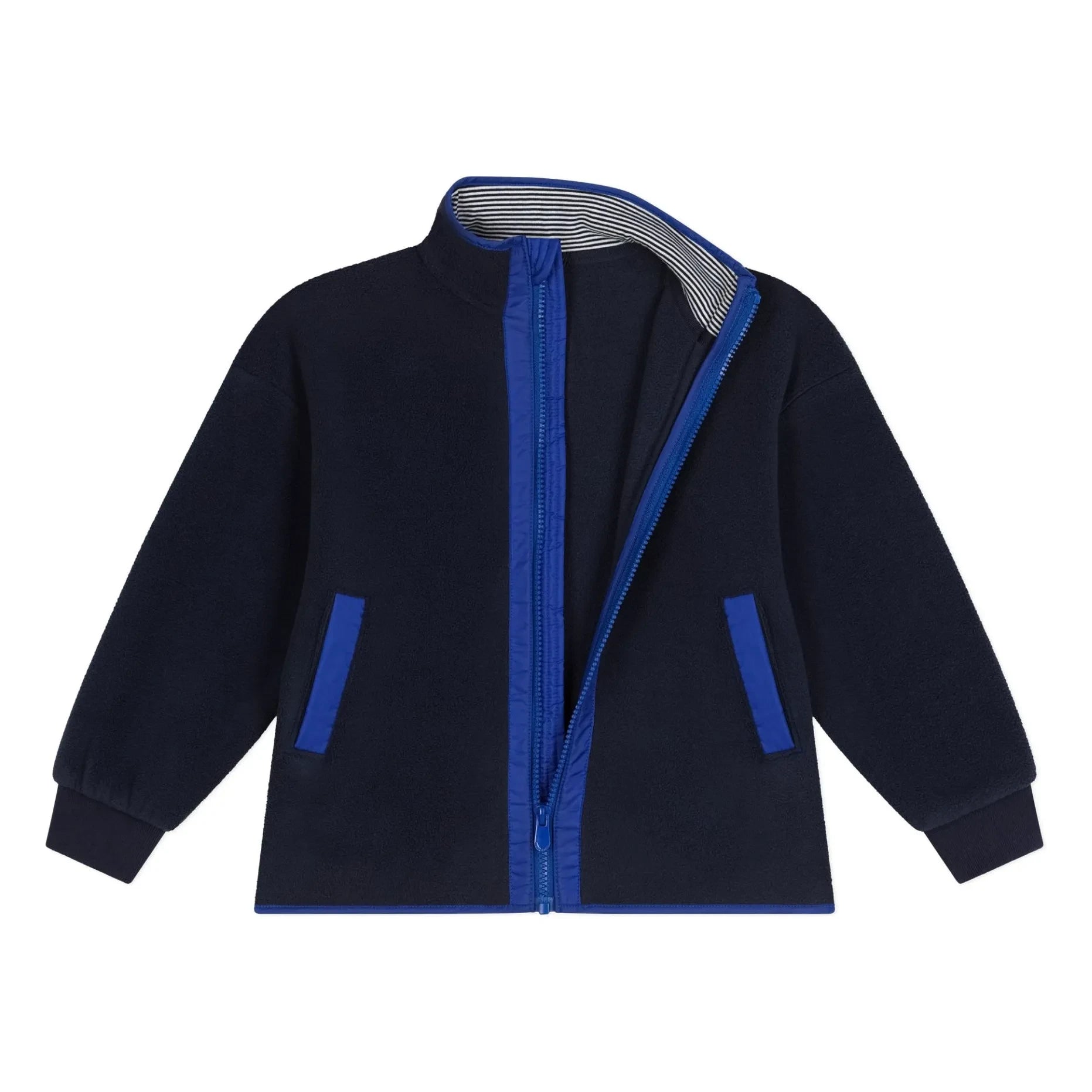 Petit Bateau - Zipped Fleece Jacket | Navy blue