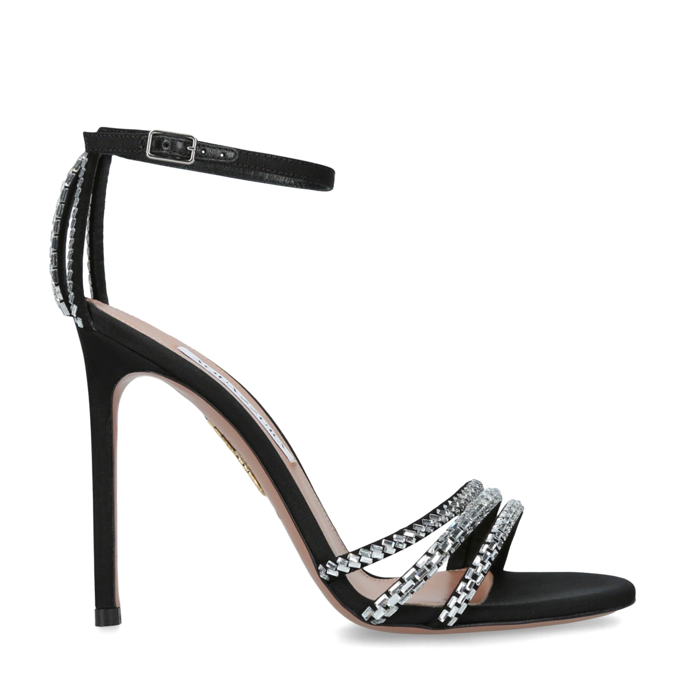 Black Suede Embellished Milagros Sandals 105