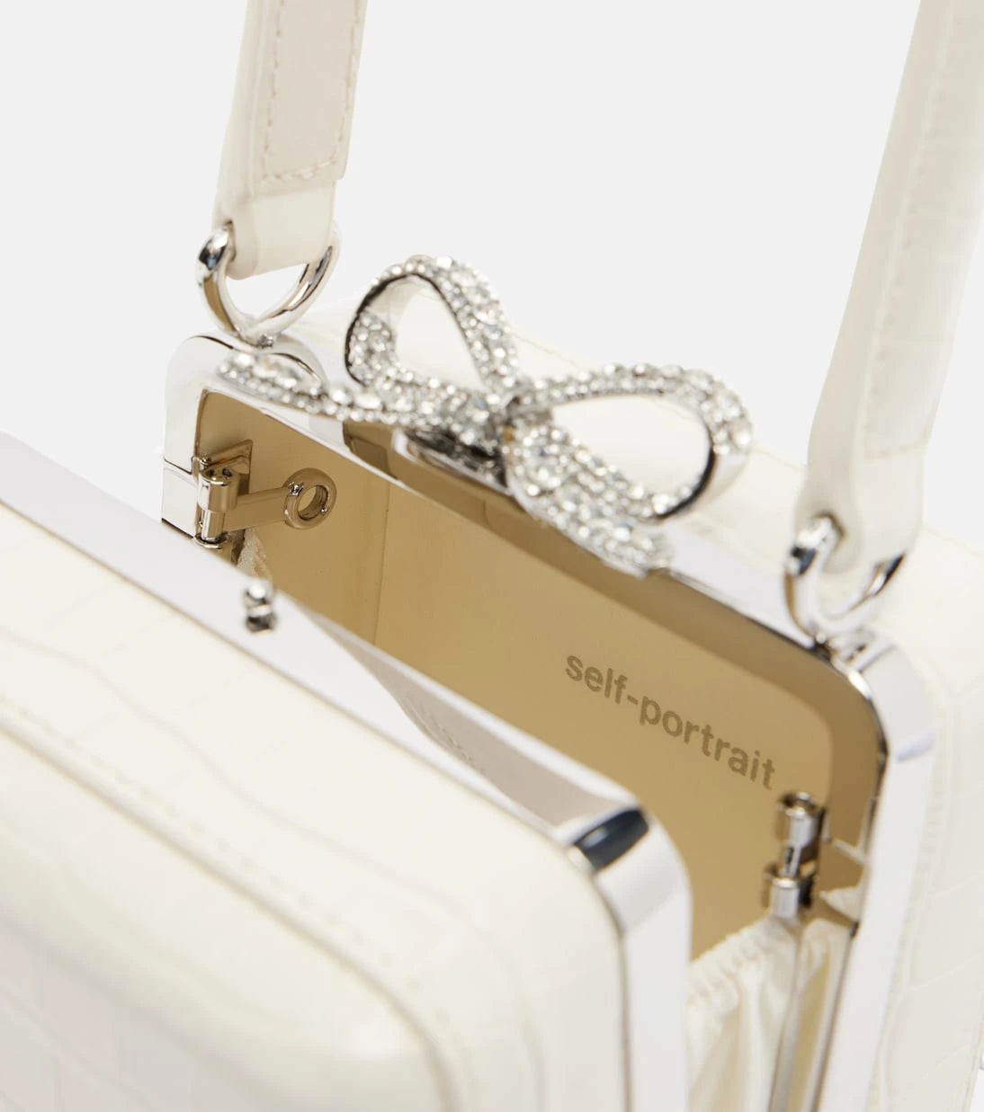 Self-Portrait - Micro croc-effect embellished leather tote bag