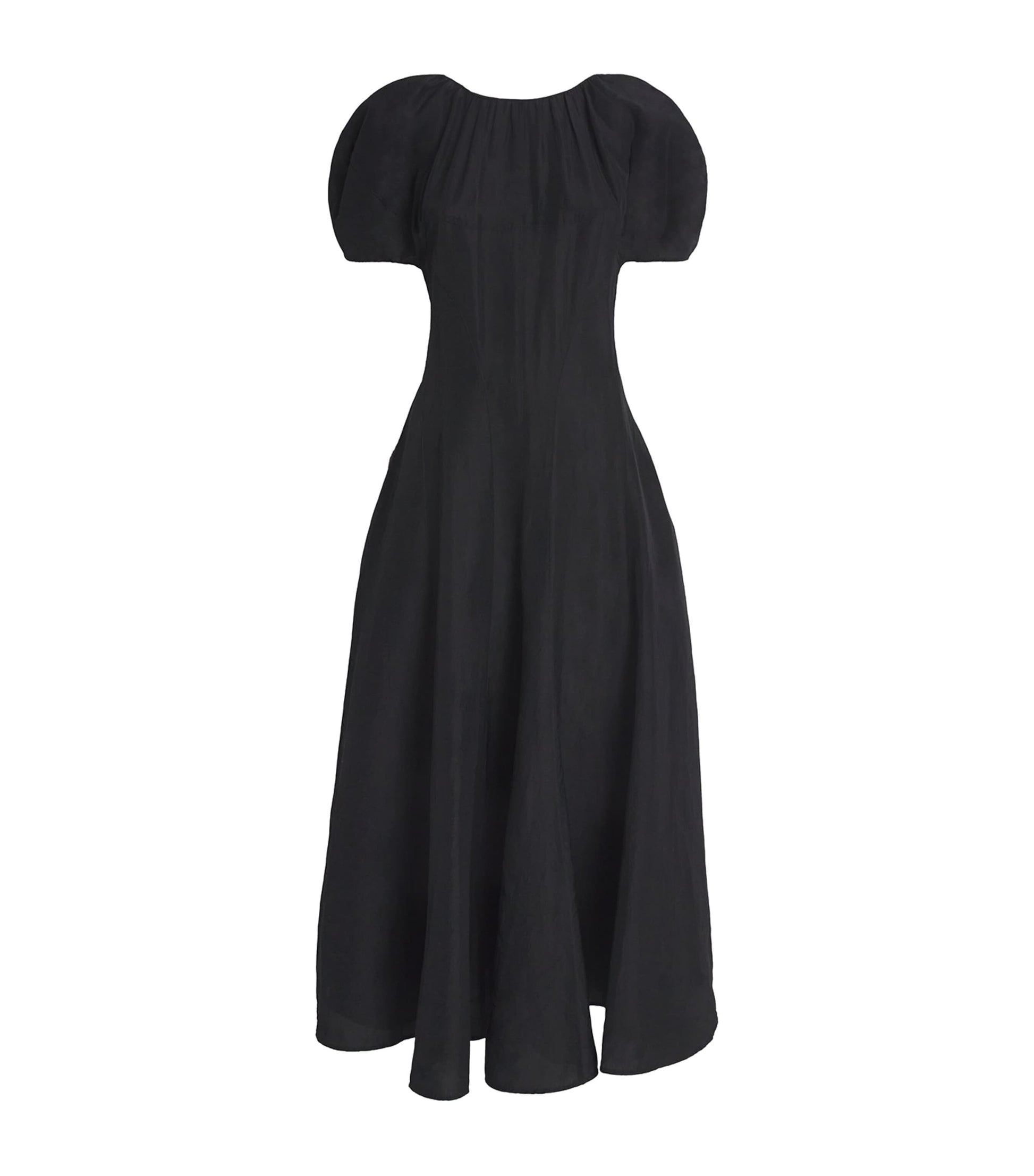 Balloon-Sleeve Midi Dress