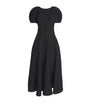 Black Balloon-Sleeve Midi Dress