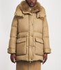 Yves Salomon Beige Down-Fur Technical Puffer Jacket (83cm)