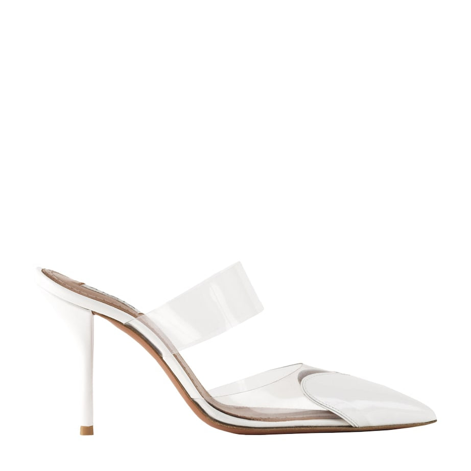 White Patent Leather Le Coeur Mules 90