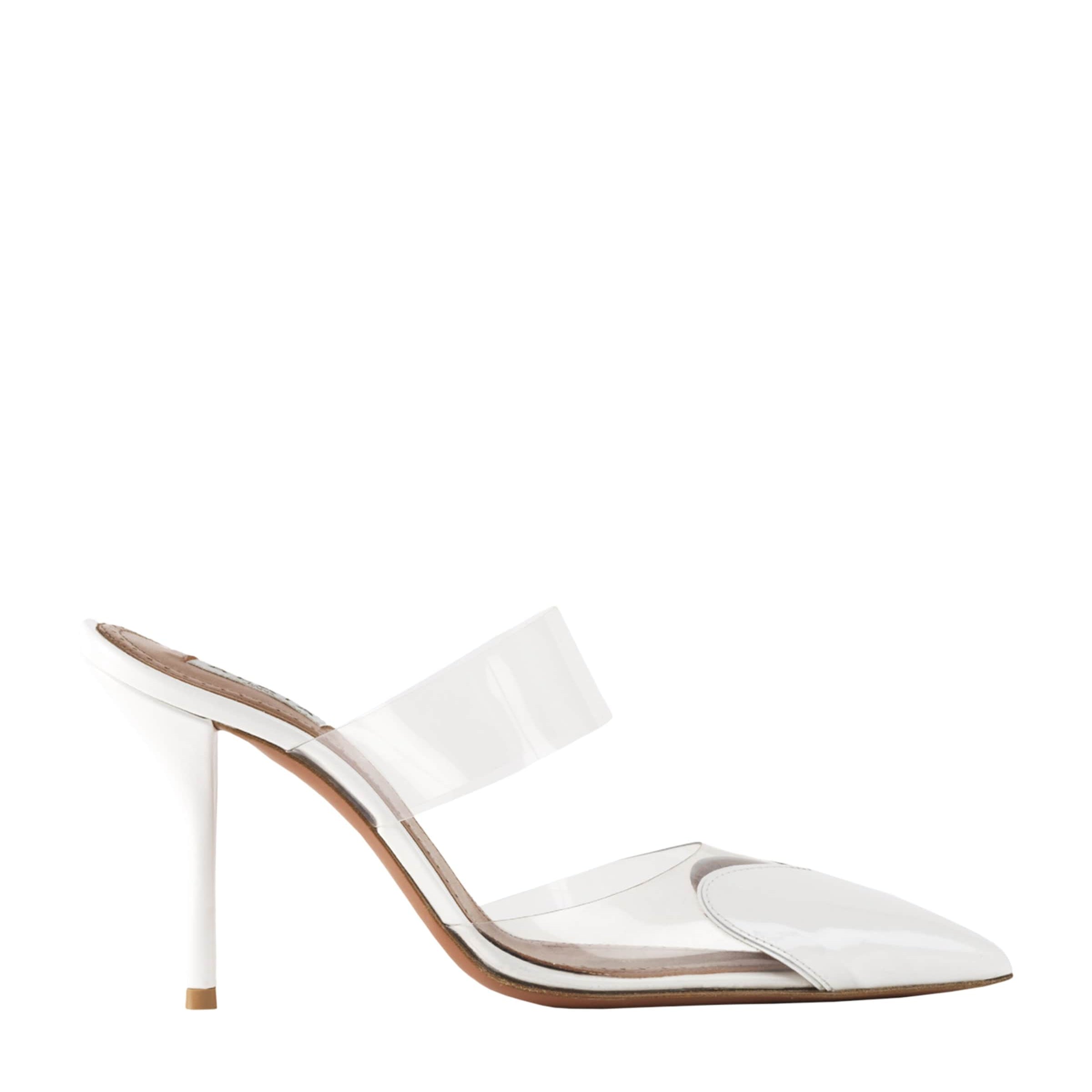 Alaïa White Patent Leather Le Coeur Mules 90