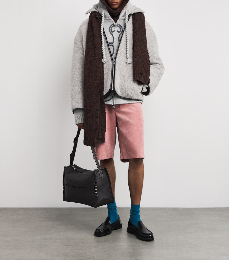 Grey Wool-Blend Contrast Trim Jacket