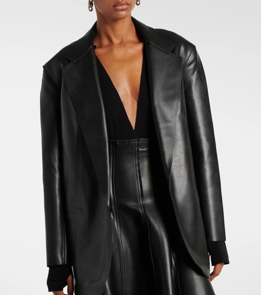 Norma Kamali - Oversized faux leather blazer