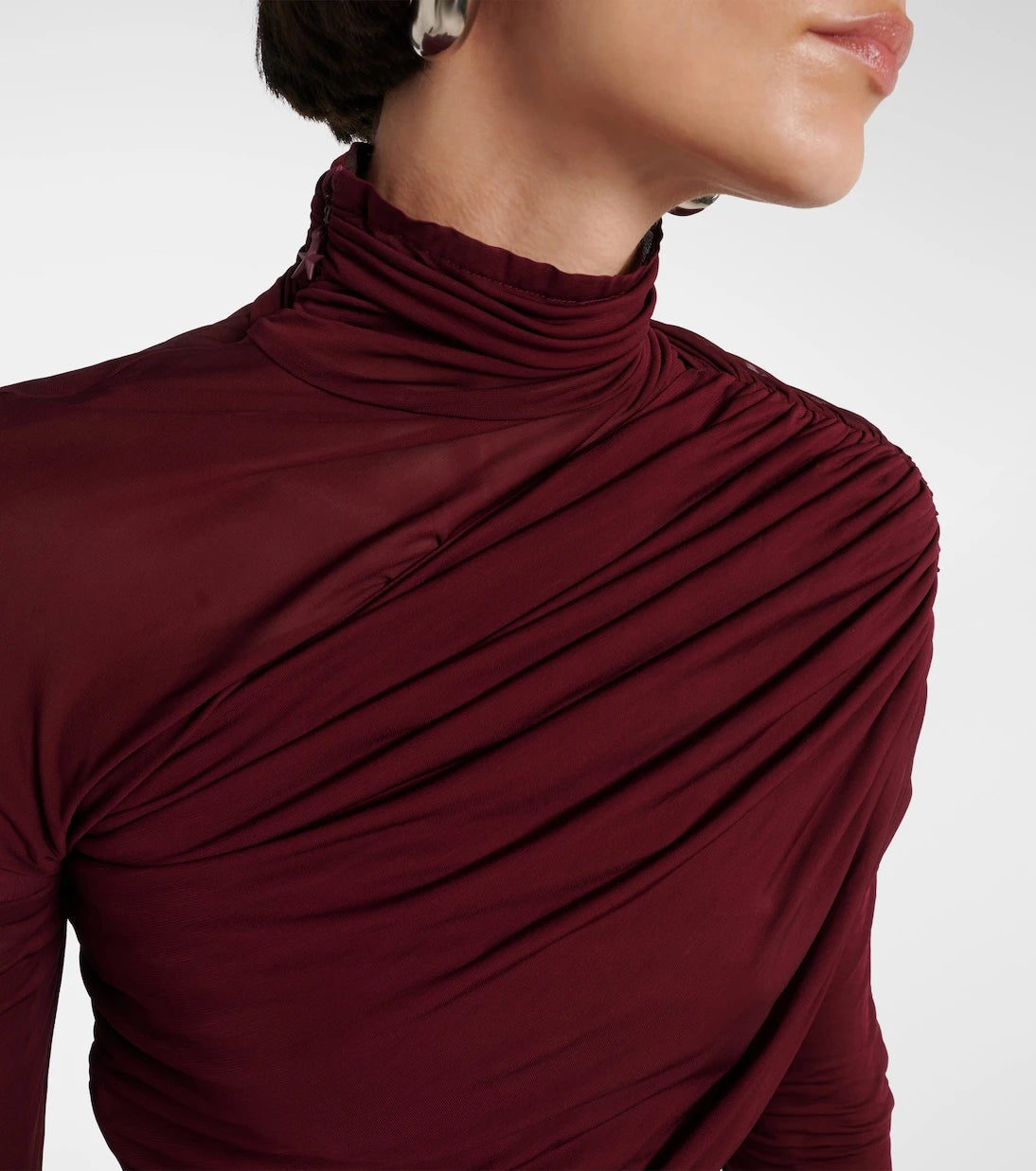 Mugler - Sheer ruched midi dress