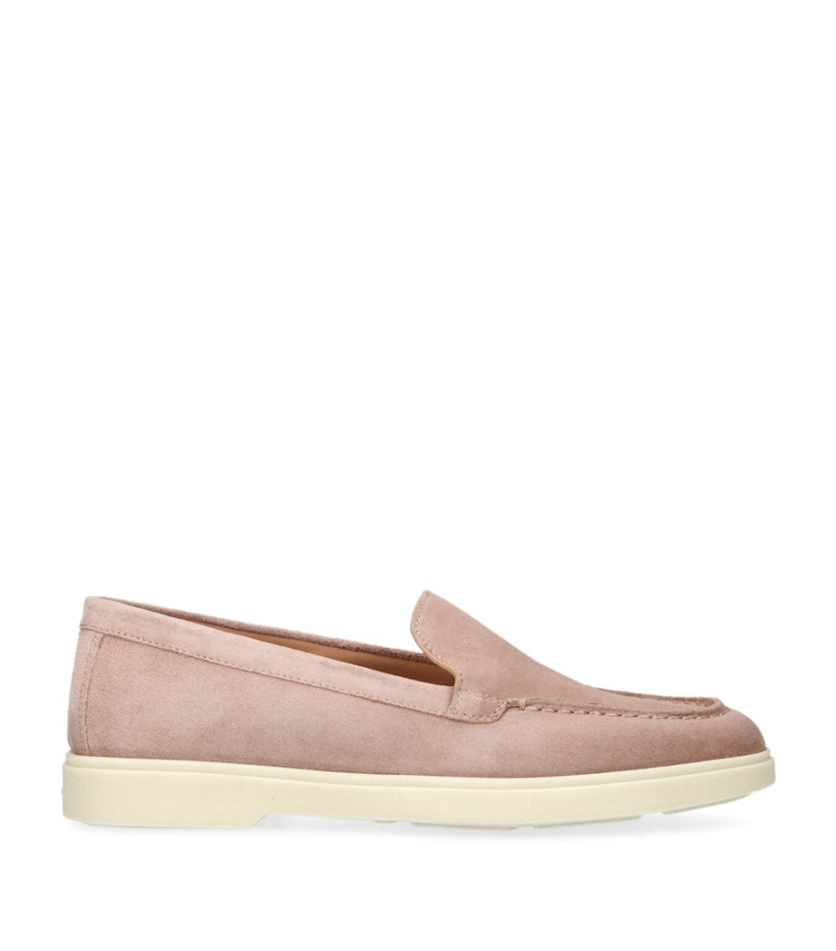 Santoni Pink Suede Detroit Loafers