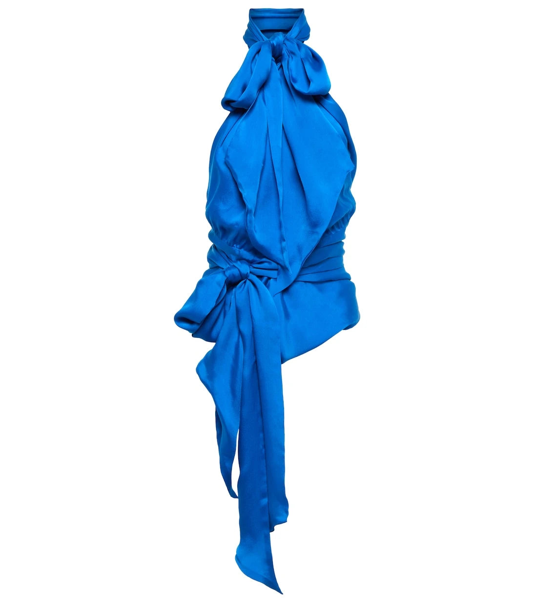 Alexandre Vauthier - Silk charmeuse tie-neck top