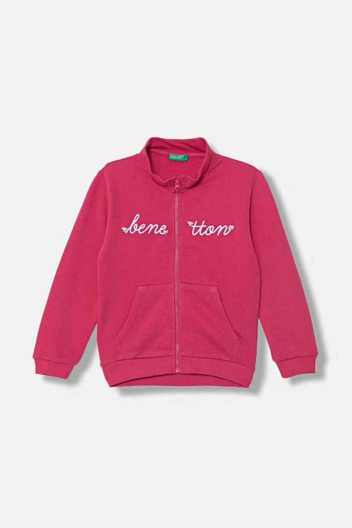 United Colors of Benetton fermuarlı çocuk pamuklu sweatshirt