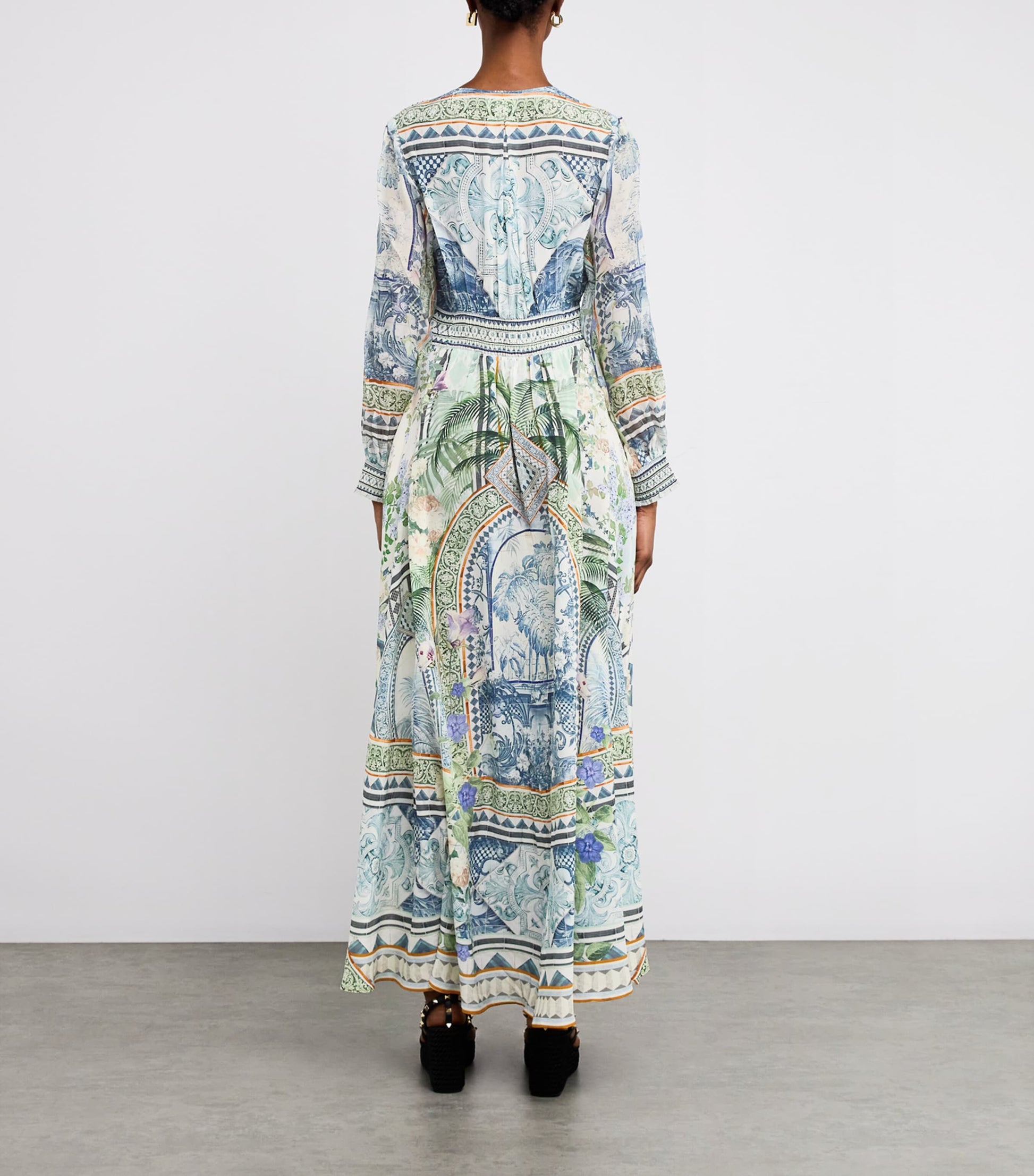 Blue Silk Jardim Party Maxi Dress