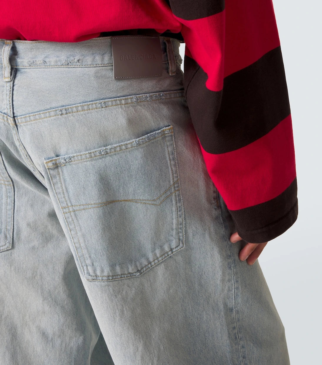 Balenciaga - Leather-trimmed wide-leg jeans